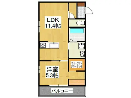 JFORT京都山科(1LDK/3階)の間取り写真