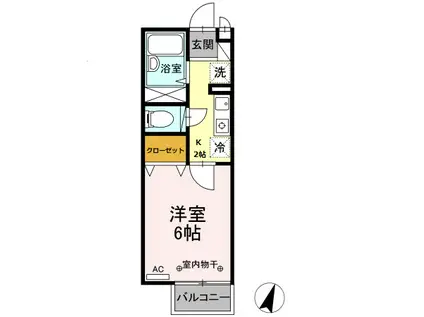 ジュネス陽光台II(1K/1階)の間取り写真