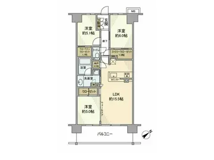 ソライエ流山おおたかの森(3LDK/4階)の間取り写真
