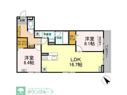 セレミュウ(2LDK/2階)の間取り写真