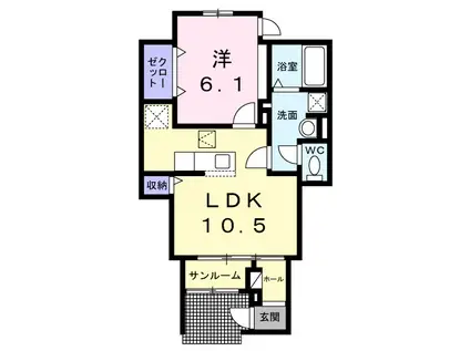 ラ・ヴィータ南門真I(1LDK/1階)の間取り写真