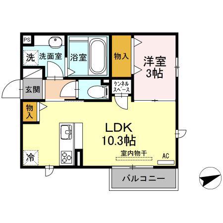 グランショコラ(1LDK/2階)の間取り写真