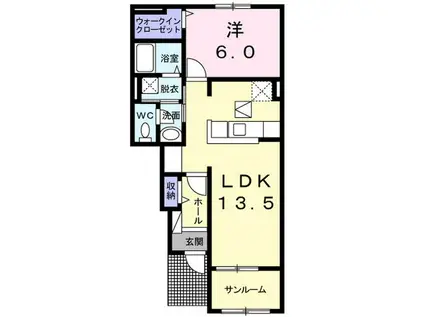 カーサ・ドマーニ C(1LDK/2階)の間取り写真