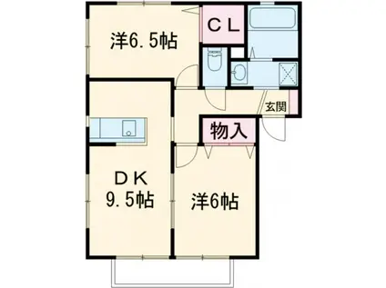 レジデンス・ノヴァF(2DK/1階)の間取り写真