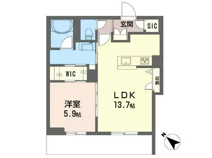 クアドリフォリオ浦和美園(1LDK/1階)の間取り写真