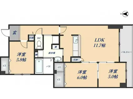 プロスペリテ(3LDK/4階)の間取り写真