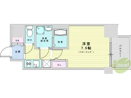 コンフォリア・リヴ新大阪ウエスト(1K/10階)の間取り写真