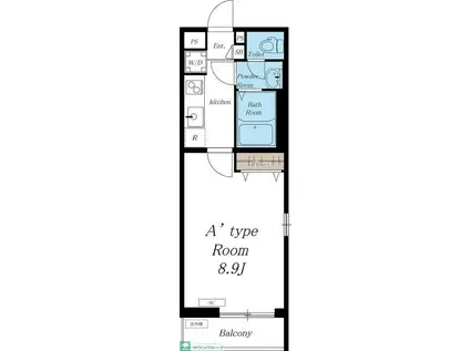 リブリ・T.T(1K/3階)の間取り写真