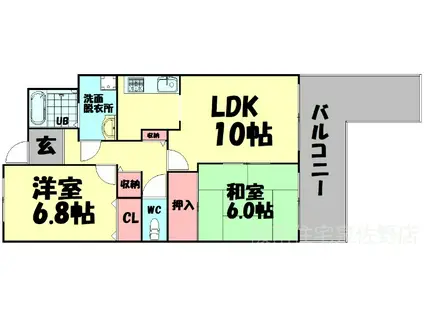 ウエスト関空泉南ハイツ(2LDK/5階)の間取り写真