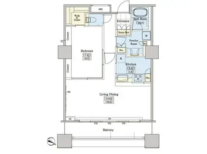 レジディアタワー上池袋(1LDK/11階)の間取り写真