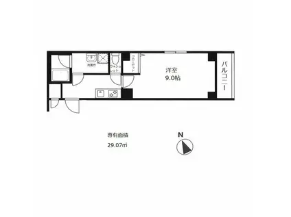 イル・フローラ越中島(1K/4階)の間取り写真