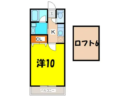 陣場ヒルズ(1K/2階)の間取り写真