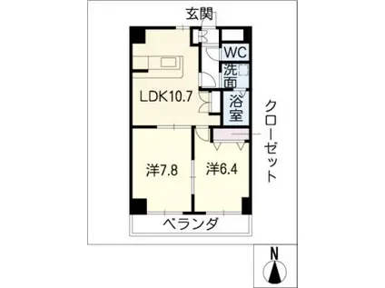 メゾン久栄1(2LDK/5階)の間取り写真