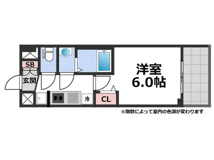 プレサンスOSAKA東成中本ハーヴィル(1K/7階)の間取り写真