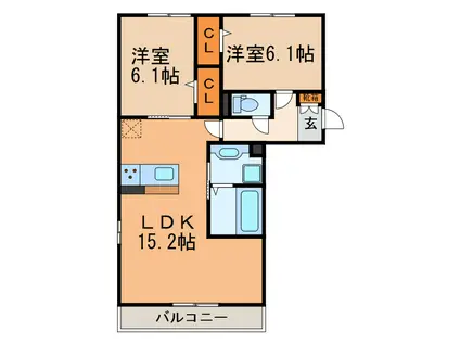 リバーパーク(2LDK/3階)の間取り写真