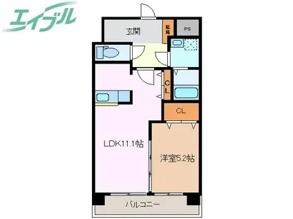 MSソレイユ(1LDK/5階)の間取り写真