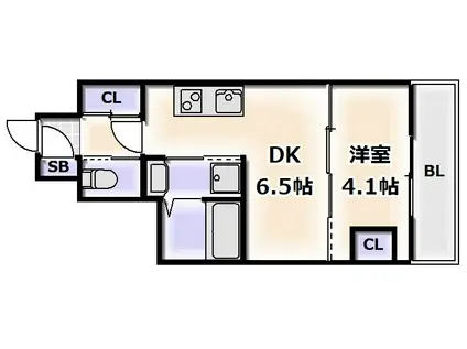 クローバー・グランデ我孫子(1DK/8階)の間取り写真