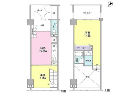 ラフィーヌ銀座(2LDK/11階)の間取り写真