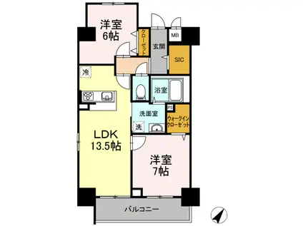 ACT VALORE(2LDK/10階)の間取り写真