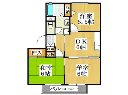 エクセレント西明石A(3DK/1階)の間取り写真