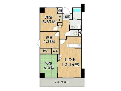 ベルウッド加島III(3LDK/7階)の間取り写真