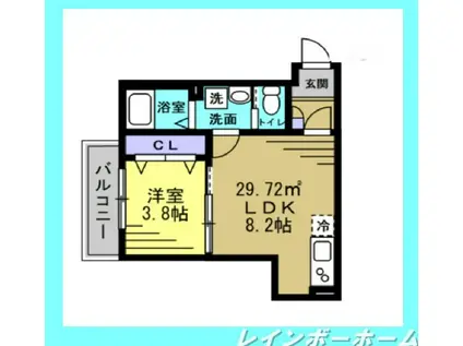 AJ南流山(1LDK/3階)の間取り写真
