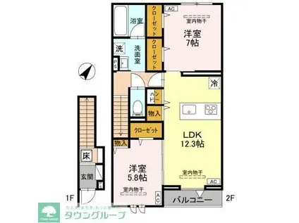 ベルヴィル(2LDK/2階)の間取り写真