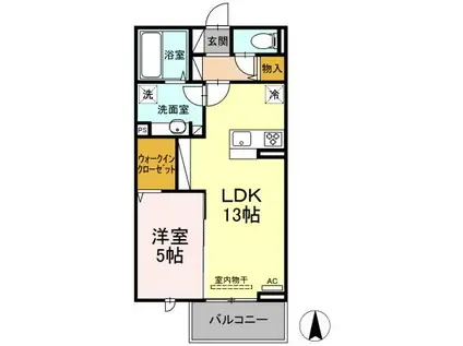 ウエストヴィレッジIV(1LDK/2階)の間取り写真