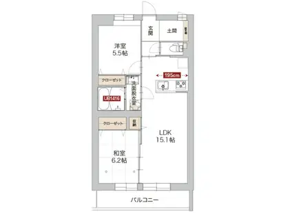 アグロトラス ヒサリコ(2LDK/2階)の間取り写真