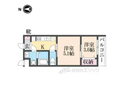 CREST TAPP京都丹波口(2K/2階)の間取り写真