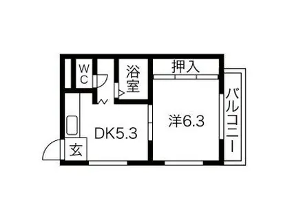 リバーハイツ(1DK/4階)の間取り写真