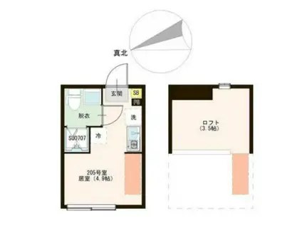 URBAN TERRACE ときわ台(ワンルーム/2階)の間取り写真