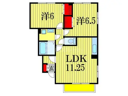 ドエルグランモア(2LDK/1階)の間取り写真