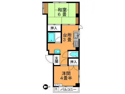 第2白河コーポ(2K/5階)の間取り写真