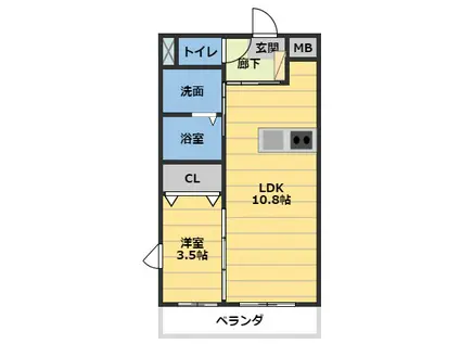 近鉄名古屋線 江戸橋駅 徒歩11分 3階建 築4年(1LDK/3階)の間取り写真