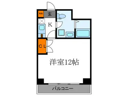 クレスト松ヶ崎(1K/2階)の間取り写真