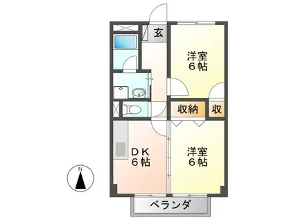 CRYSTAL HILLS(2DK/2階)の間取り写真