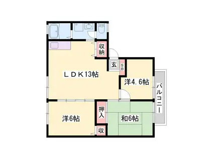 サンライフ玉手(3LDK/2階)の間取り写真