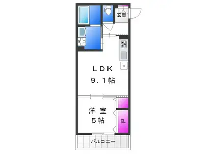 メゾンセドーレIII(1LDK/2階)の間取り写真