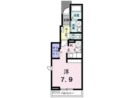 マーレプレッソ(1K/1階)の間取り写真