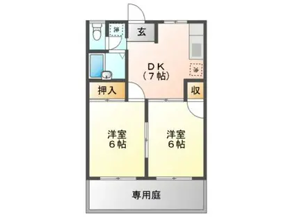 グレイスポム(2DK/1階)の間取り写真