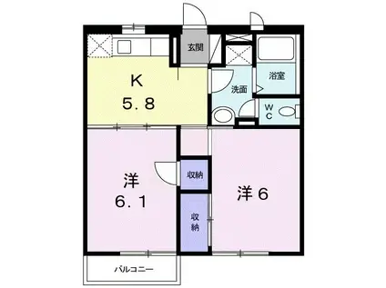 ページェント(2K/2階)の間取り写真