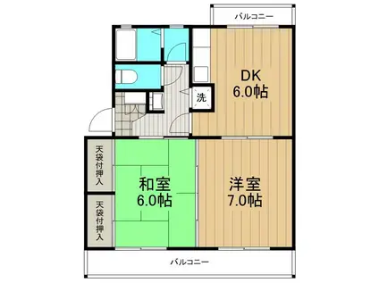 斉木ハイツーII(2DK/2階)の間取り写真