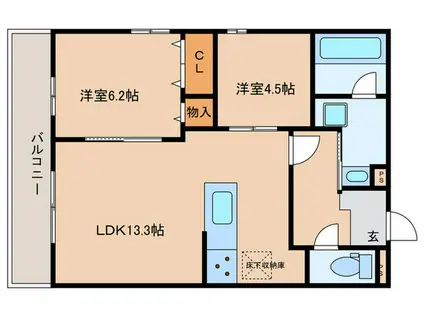D-RESIDENCE荘園A(2LDK/1階)の間取り写真
