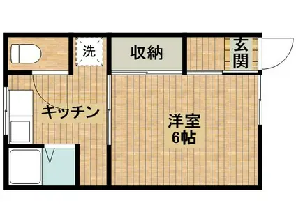 ハイツオオタII(1K/1階)の間取り写真