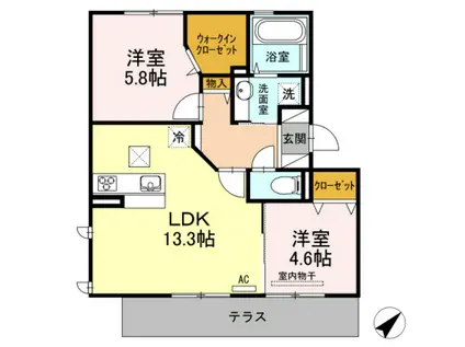 D-ROOM昭代(2LDK/1階)の間取り写真