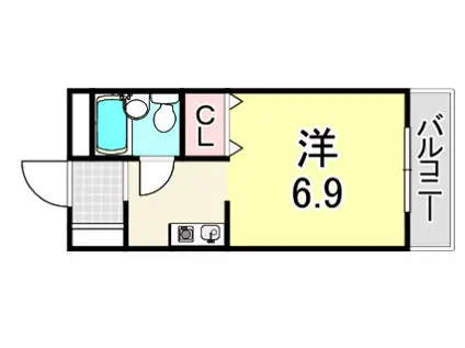 リバーサイドハイツ米田(1K/3階)の間取り写真