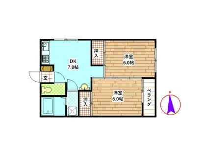 レマセ・コマII(2DK/2階)の間取り写真