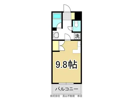 ステューディオT(1K/4階)の間取り写真