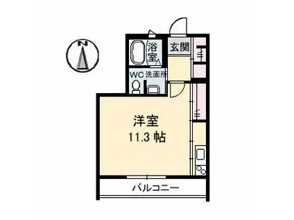 ウィスティリアB棟(ワンルーム/2階)の間取り写真